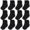 CozyWay 12 Pack Crew Cotton Toddler Socks, Unisex, Stretch Toddler Girl Socks For All Day Comfort, Toddler Boy Socks, Black, 3T-5T